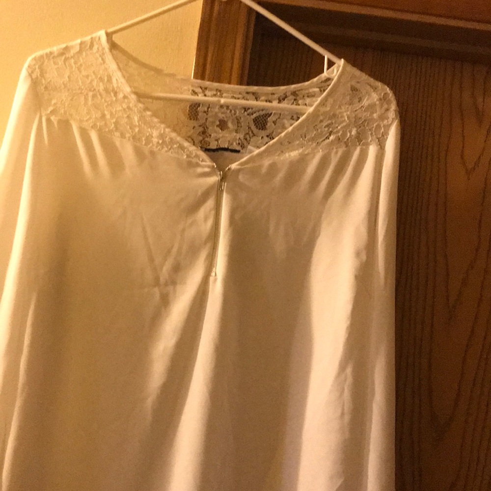 Notations thin white long sleeve